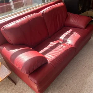 Nicoletti/JH Hicolity Italian Red Leather Sofas with Footrest - Image 6