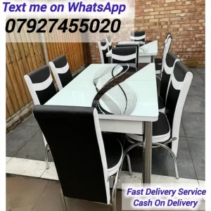 Extended Dining Table with 4 or 6 Chairs