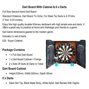 Dart Board With Cabinet And 6 Darts - Image 2