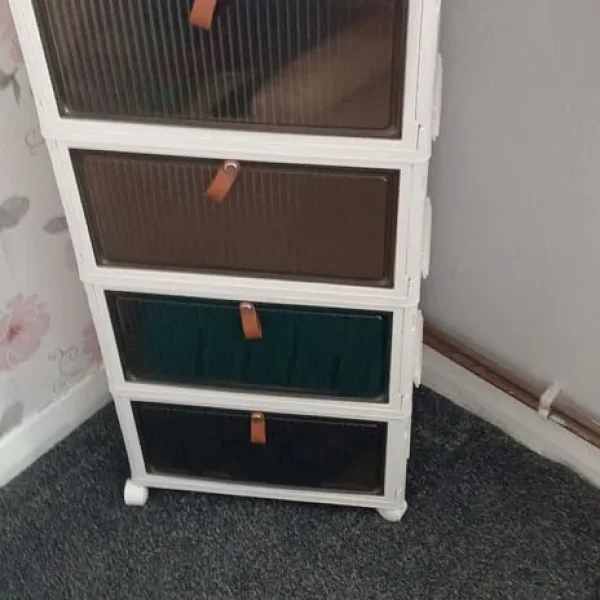 Beige Plastic Storage Shelving Unit