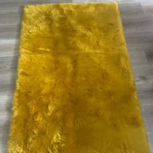 Yellow/ gold faux fur rug