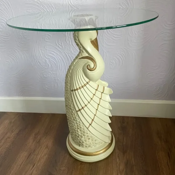 Vintage bird glass side table