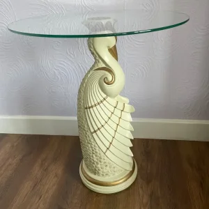 Vintage bird glass side table
