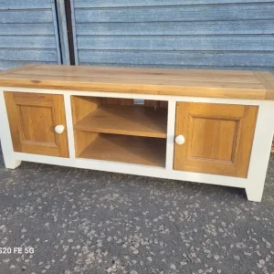Solid oak topped entertainment unit