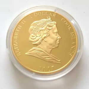 Cook Islands 1 Dollar Gold-Plated Coin 2007 - Image 3