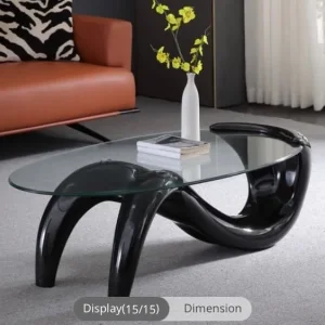 Large glass coffee table fish tail style