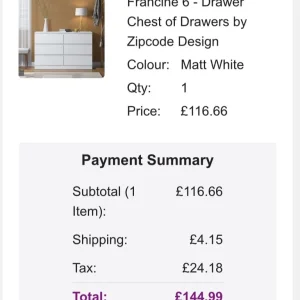 Wayfair Francine 6 drawer chest of drawers - Image 4