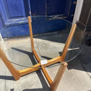 Mid Century Coffee Table , wooden frame , glass top - Image 2