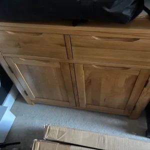Solid oak sideboard and side table