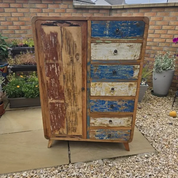 Boat Wood Cupboard with Drawers