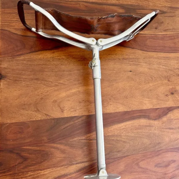 Vintage Aluminium Shooting Stick with Leather Seat