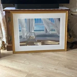 Karen Holloway Beach Scene Print in Gold Frame