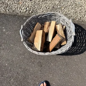 Grey Log Basket With Logs
