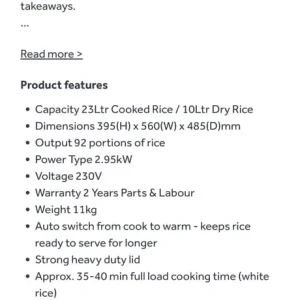 Bufalo commercial 23L rice cooker