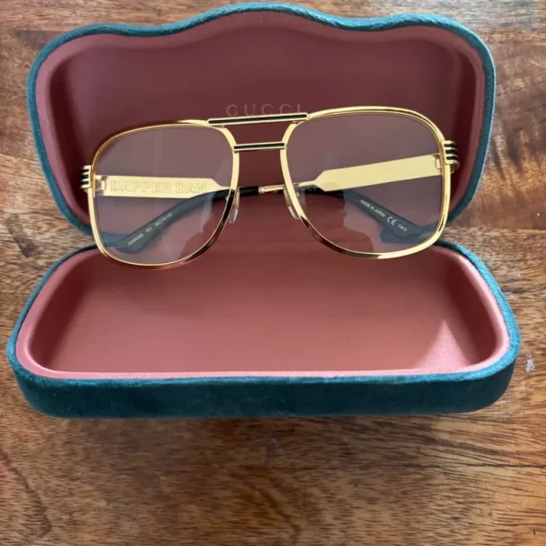 Gucci Dapper Dan Gold Glasses