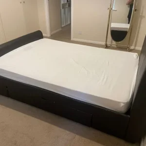 Double bed - brown faux leather - Image 2