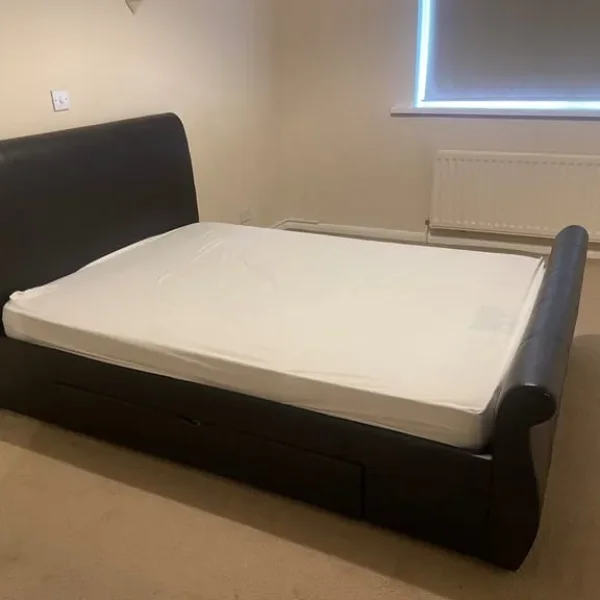 Double bed - brown faux leather