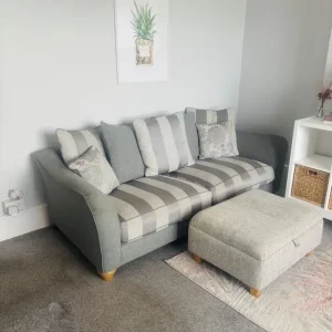 Oak Furnitureland 4 Seater Sofa and Footstool - Image 4