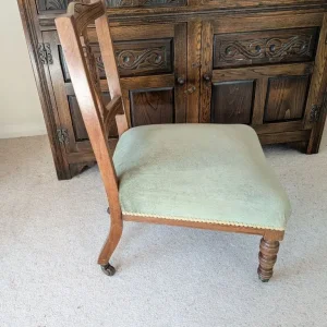 Small vintage wooden upholstered chair - Image 2