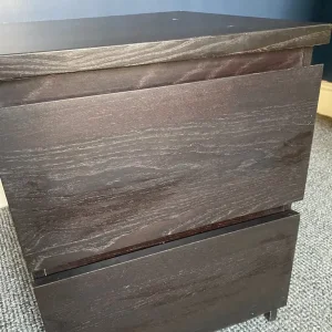 Dark Wood Bedside Table – 2 Drawers - Image 3