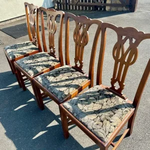 Set of 4 Vintage Chippendale Revival Dining Chairs - Image 5