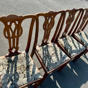 Set of 4 Vintage Chippendale Revival Dining Chairs - Image 6