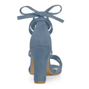 Haze Blue Criss-cross faux suede chunky heel sandals UK 6.5 / EU 40 - Image 5