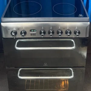 Indesit KDP60C 60cm double oven ceramic cooker stainless steel - Image 2