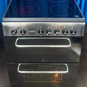Indesit KDP60C 60cm double oven ceramic cooker stainless steel - Image 4