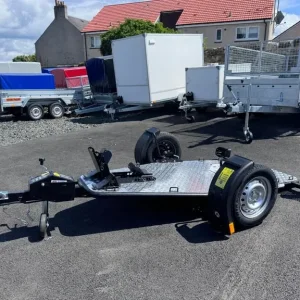Foldable tiltbed trailer for motorbike transport