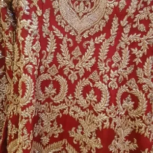 Pakistani Asian lehnga 3-piece red gold bridal outfit UK size 16 - Image 2