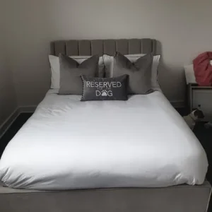 Grey velvet kingsize bed - Image 2