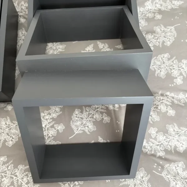Grey cubed shelves