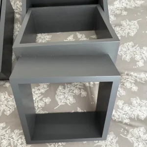 Grey cubed shelves