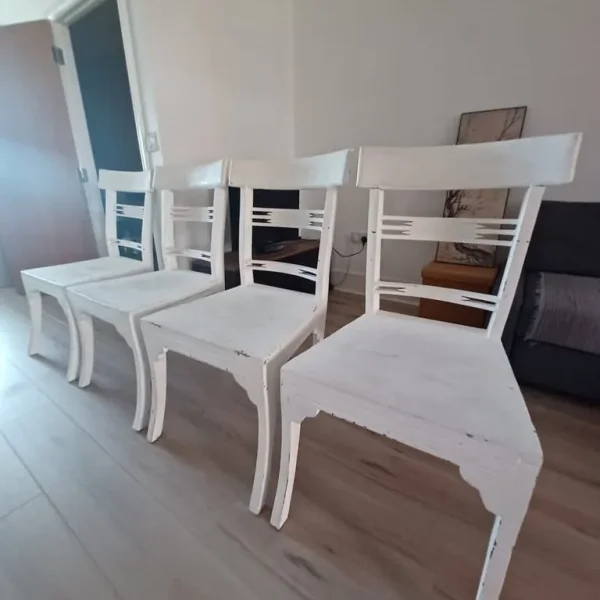 Four White Dining Chairs