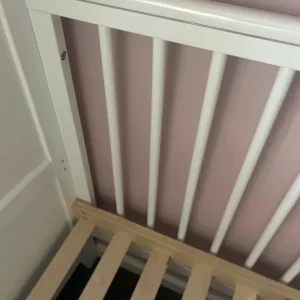White wood cot bed with new mattress - Image 2