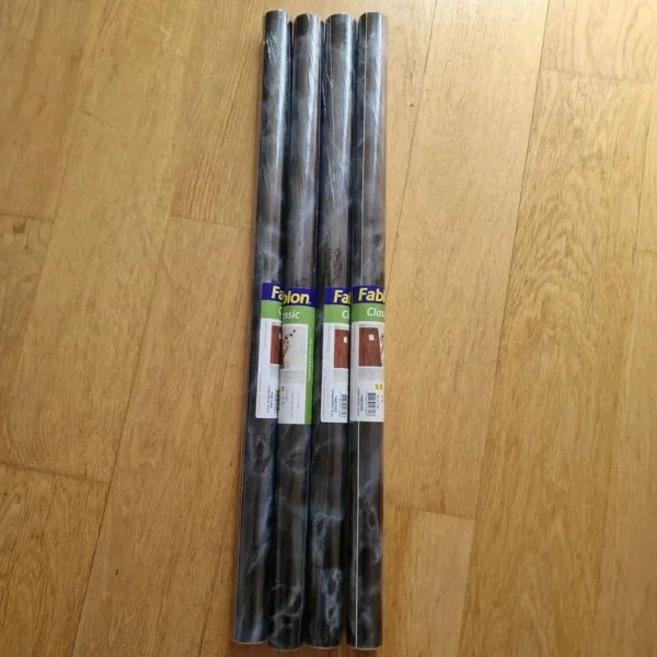 8Mtrs of Self Adhesive Vinyl Wrap Film for Kitchen Worktops, Black Marble Effect