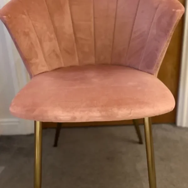 X3 pink velvet dining room chairs