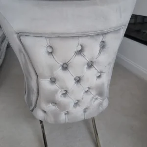 Two Lorenzo dining chairs, silver grey velvet - Image 2