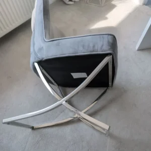 Two Lorenzo dining chairs, silver grey velvet - Image 3