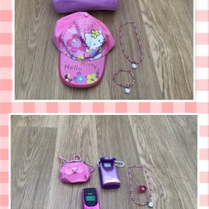 Hello Kitty bag with cap, bracelet, necklace and purse