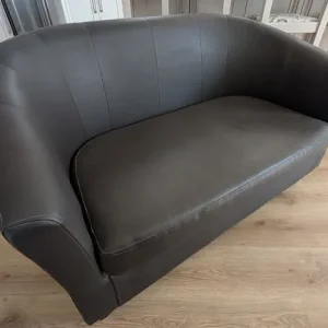 Double Seat Tub Chair (Brown Faux Leather) - Image 2