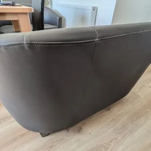 Double Seat Tub Chair (Brown Faux Leather) - Image 3