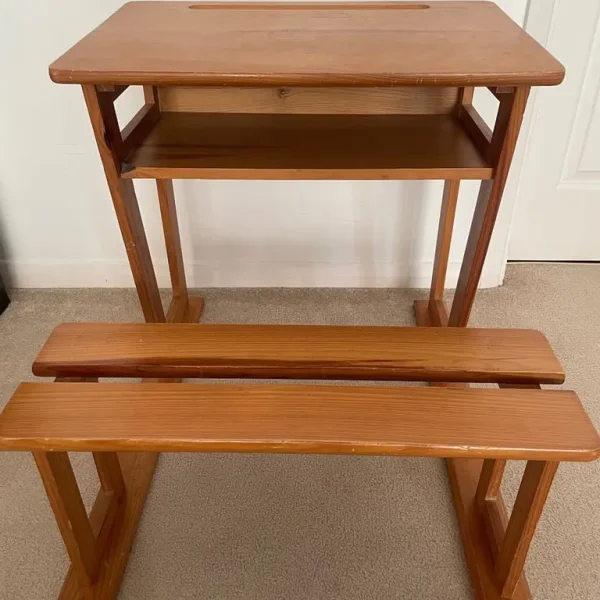 Children's desk with built-in bench and storage