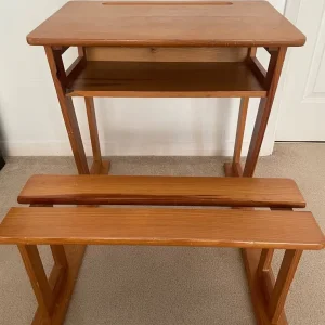 Children's desk with built-in bench and storage