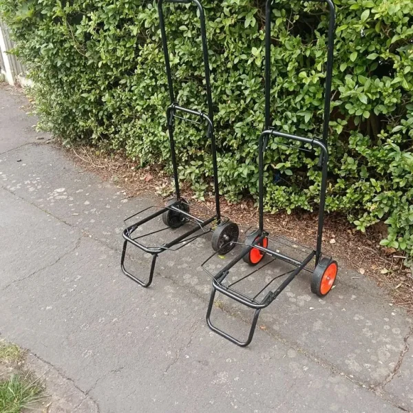 Two folding trolleys