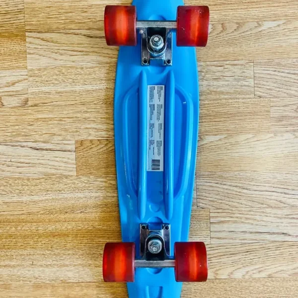 Blue plastic penny board skateboard