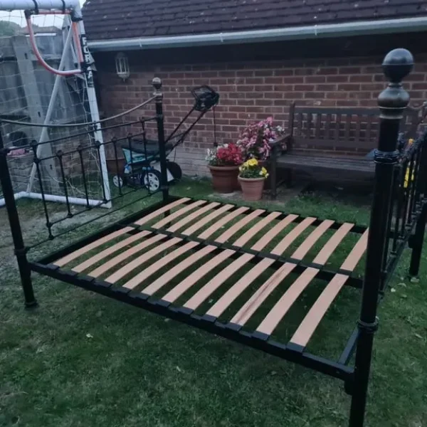 Black metal bed frame