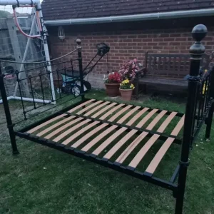 Black metal bed frame