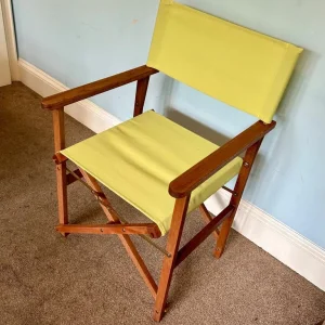 2 Folding Directors Camping Chairs Black and Lime Green - Image 2